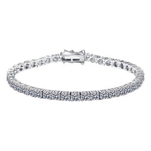 正品莫桑石满钻手链新款925纯银镀18K白金手镯复古豪镶银饰送女友