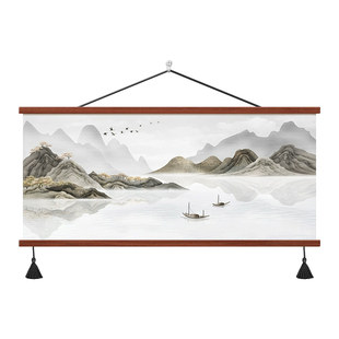 画堂主新中式山水聚财客厅装饰画办公室山水画沙发背景墙字画挂画