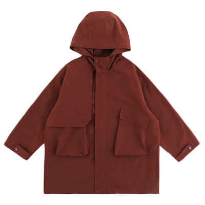oddtails男童户外中长款风衣儿童连帽防风外套2025新款原宿风上衣