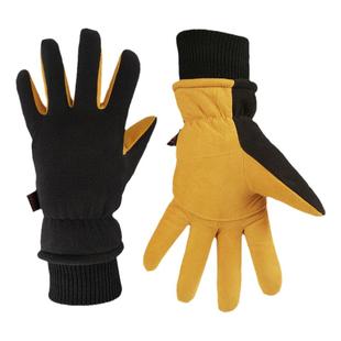 OZERO奥哲鹿皮手套加厚加绒滑雪防寒运动骑行防风保暖手套秋冬款