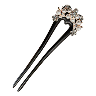 黑檀木U型双钗发簪女2026新款高级感古风新中式发钗盘发簪子头饰