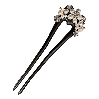 黑檀木U型双钗发簪女新中式发钗