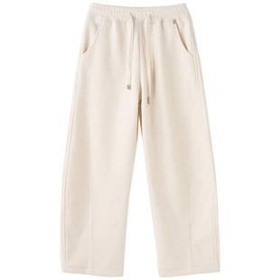 女大童仿羊绒弯刀裤2025冬装新款青少年设计感保暖长裤亲子直筒裤