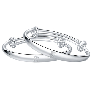 马宝宝出生见面礼银手镯婴儿一对纯银9999实心小众小孩子满月礼物