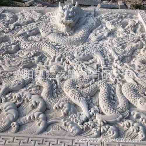 厂家供应大理石浮雕装饰 石雕九龙壁浮雕雕刻 汉白玉石雕壁画