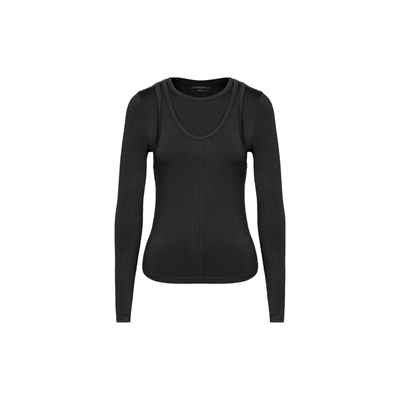 Unawares双层U领修身长袖上衣