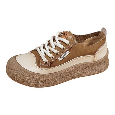 头层牛皮复古小白鞋女款平底