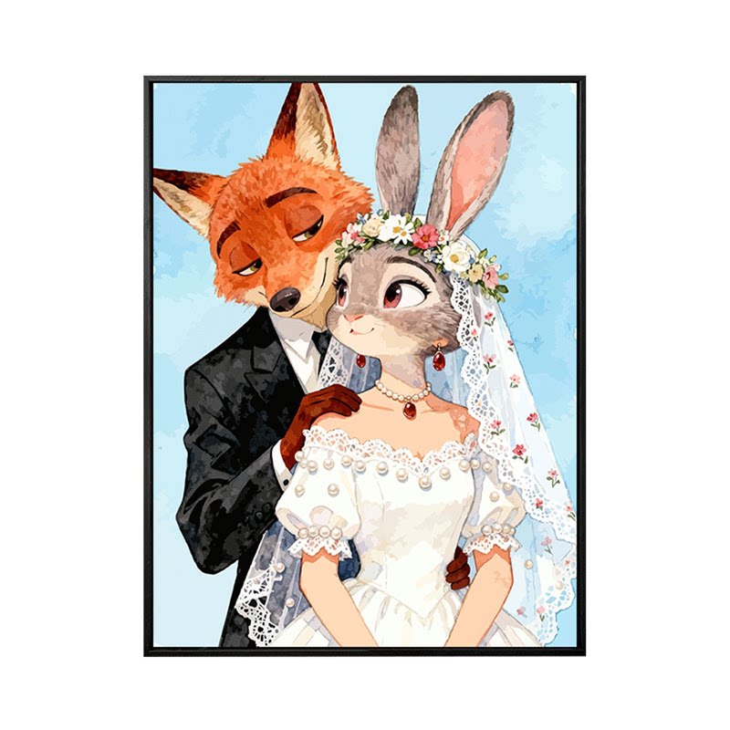疯狂动物城数字油画diy填充涂色
