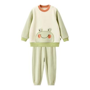 威尔贝鲁儿童家居服套装秋冬款摇粒绒男女童睡衣宝宝保暖童装居家