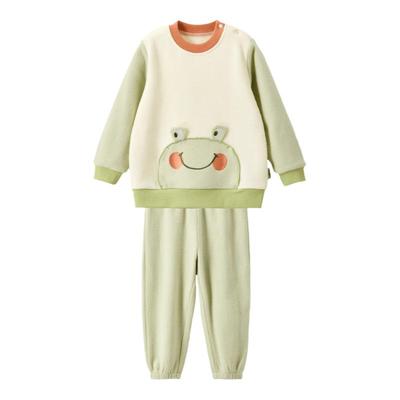 威尔贝鲁儿童家居服套装秋冬款摇粒绒男女童睡衣宝宝保暖童装居家