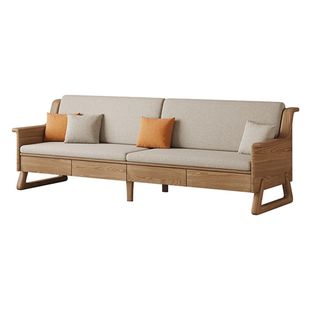 冬夏两用沙发现代简约小户型客厅新中式组合白蜡木全实木储物沙发