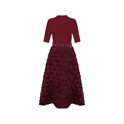 宴会玫瑰花裙摆礼服连衣裙