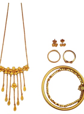 新中式古法鎏金花朵仿真五金套装