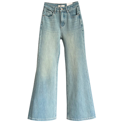 四面弹高腰气质显瘦喇叭牛仔长裤