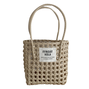 thefifthmoon原创布标糖果色春夏镂空编织篮手提小篮子休闲度假风