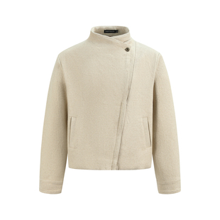 OaOO短宽立领亚麻肌理夹克拉链休闲高级感通勤休闲百搭外套秋冬男