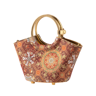 2025年新中式国风蜀锦扇形托特手提包包配旗袍汉服送妈妈长辈礼物