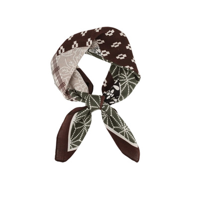 复古拼色棉麻小方巾女2025新款