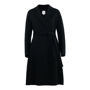 HONRN/红人西装领系带双面山羊绒羊毛呢大衣外套女秋冬HI55OD859