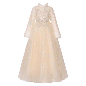 儿童礼服公主裙秋冬加厚女童生日花童婚礼主持人小女孩钢琴演出服