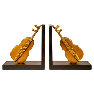 纯铜小提琴书档书架桌面收纳家居办公室复古创意提琴摆件C1024