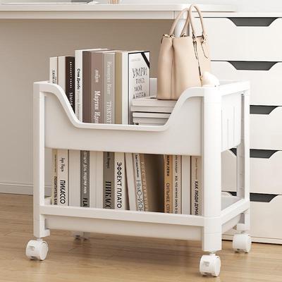桌下书架落地置物架办公室收纳神器桌旁可移动放包架工位儿童书柜