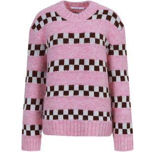 CALVINLUO 撞色圆领针织毛衣 24春夏 针织衫白鹿同款套头毛衫