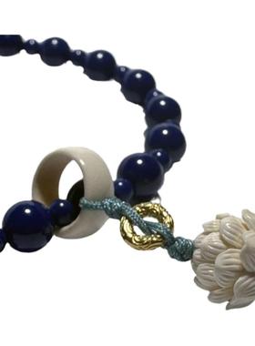 迷你天然手工猛犸莲花带跑环小清新少女阿富汗青金石手持手串