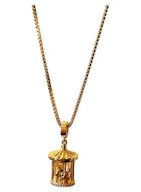 金色旋转小木马毛衣项链高级感