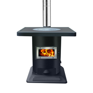 农村小院柴火取暖炉家用室内无烟气化柴煤两用铸铁室内烧柴烤火炉