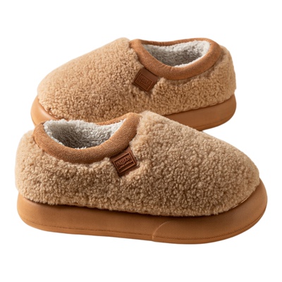 羊羔绒棉拖鞋女款冬季2025新款室内家居保暖防滑加厚毛毛鞋男外穿