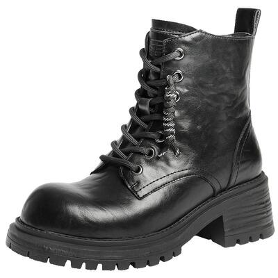 孙乐言推荐百丽加绒保暖英伦风马丁靴女冬季厚底短靴子DY017DD5