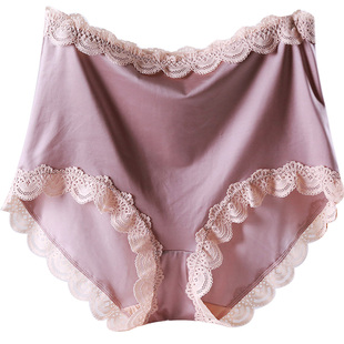 新款丝滑特大高腰90-240斤高档蕾丝缎面大码内裤女胖MM200斤细腻