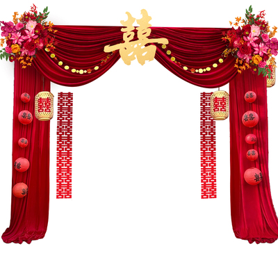 结婚院子大门口布幔布置套装