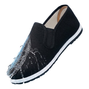 布舍元老北京布鞋男2026新款防油污透气休闲一脚蹬防滑软底工作鞋