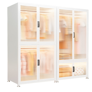 家用衣柜卧室收纳柜出租房金属衣架简易小户型衣帽间带门儿童衣橱