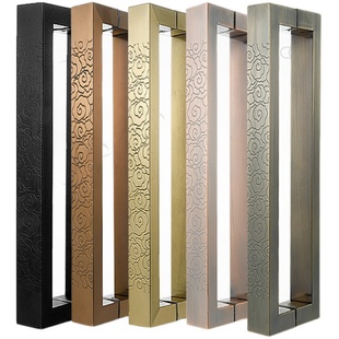 中式大门拉手古铜玻璃门拉把手不锈钢祥云实木门方管高档拉手定制