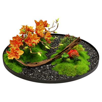 酒店岩板餐桌中间摆花仿真假花