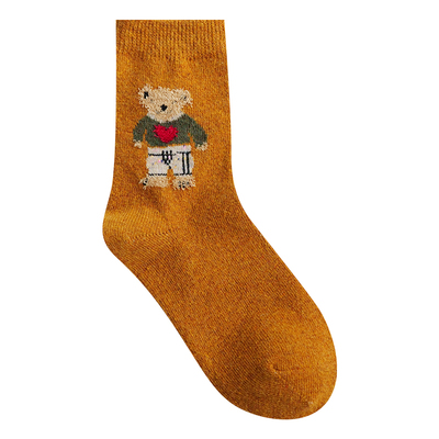 Himade卡通小熊中筒袜子搭勃肯鞋