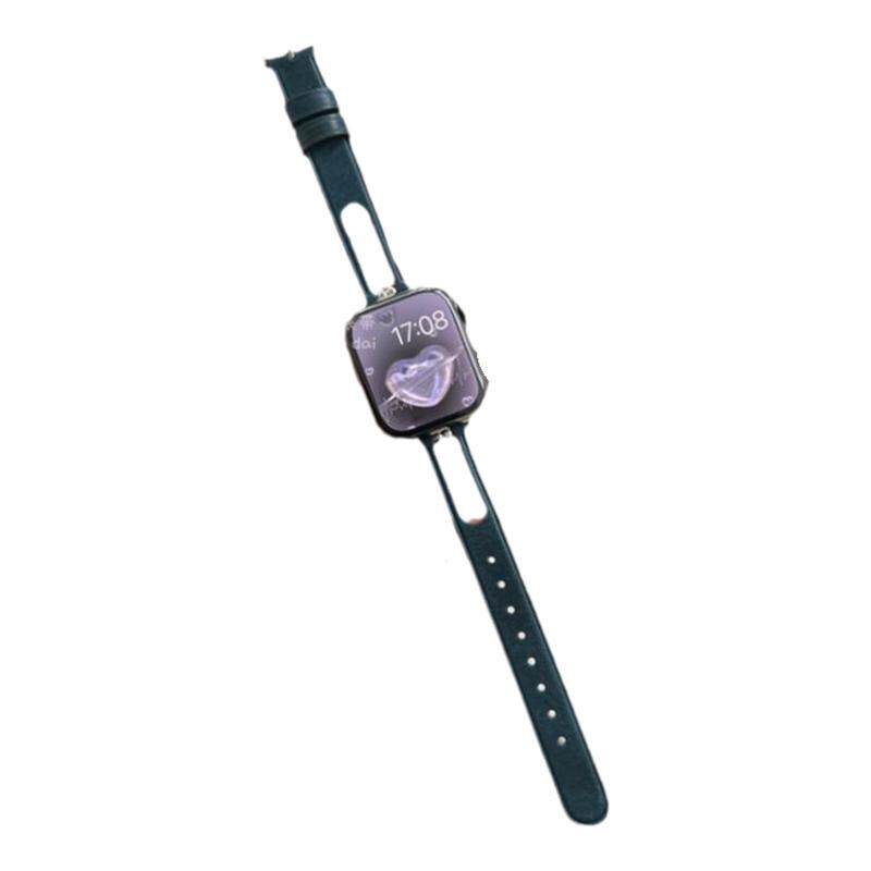 镂空鱼尾细款真皮软适用于苹果applewatchs978代6543SE静静的表带