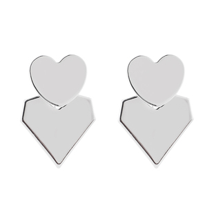 冷淡风双层爱心耳钉心形耳环女秋冬耳饰网红百搭蚊香盘无耳洞耳夹