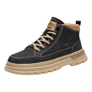 46/47码加大码靴子加绒男靴复古高帮马丁靴男2025秋季新款工装靴