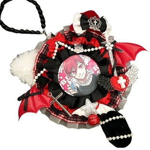 救赎吧唧托暗黑系红黑色谷美华丽配58-75mm痛包填充diy材料装饰品