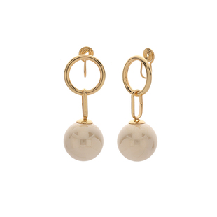 经典圆环珍珠耳环蚊香盘耳夹巴洛克吊坠无痛耳饰金银双色百搭耳针