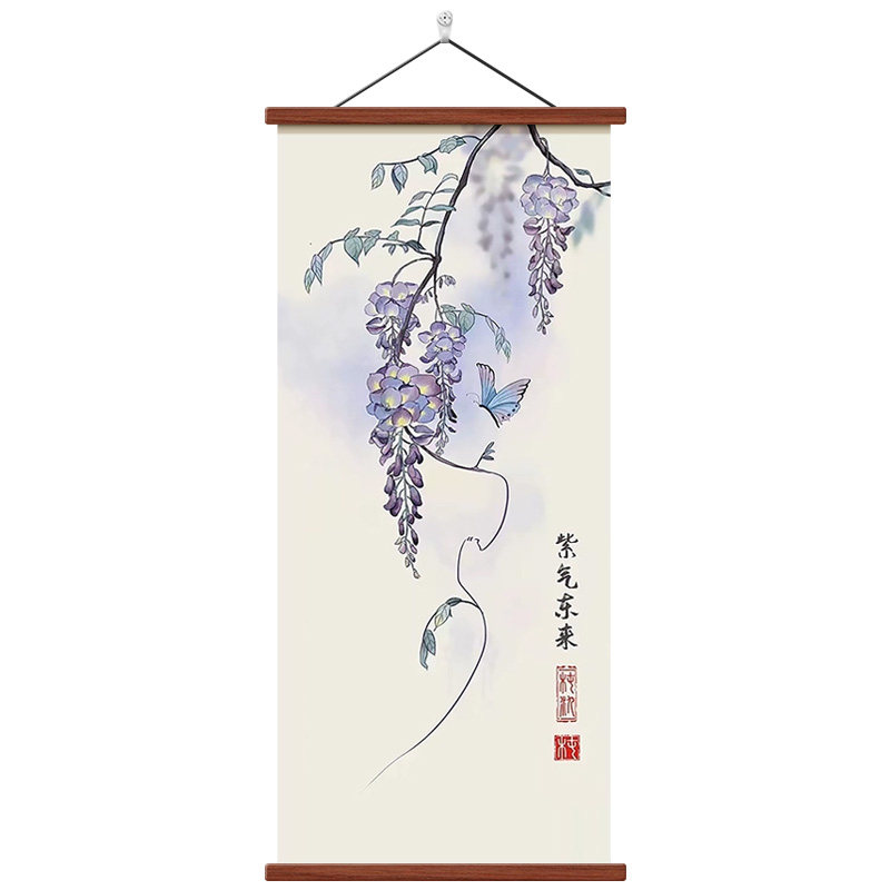 新中式紫气东来玄关挂画