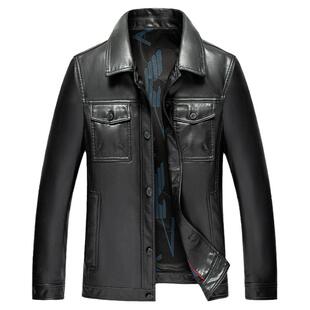 海宁真皮皮衣男款加绒加厚潮流休闲机车帅气绵羊皮男士皮夹克外套