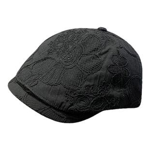 薄款刺绣花朵前进帽子女春夏季新款复古百搭显脸小鸭舌贝雷帽透气
