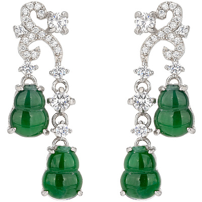 阳绿翡翠葫芦银耳钉适合春天的耳饰耳环女2025新款爆款高级感耳坠