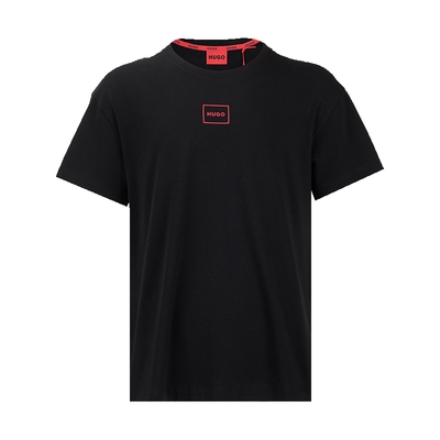 雨果-博斯男徽标印花弹力短袖T恤