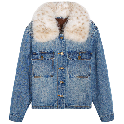 落落狷介夹棉牛仔外套女小个子